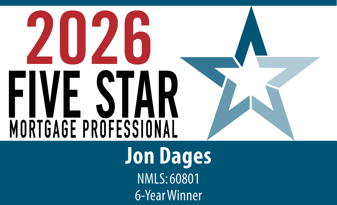 2026 Five Star Mortgage Professional award — Jon Dages, NMLS 60801, 6-year winner